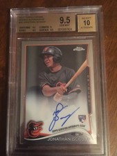 2014 Topps Chrome Jonathan SCHOOP auto rookie card BGS 9.5/10 ORIOLES