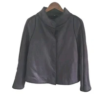 Giorgia Armani Made Italy Brown Jacket Wool Blend Snap Front Women Size 40 US 4