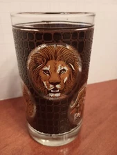 Vtg Designer M.Dia Libby Safari Animals Barware Glasses Tiger Lion Ram Leopard 
