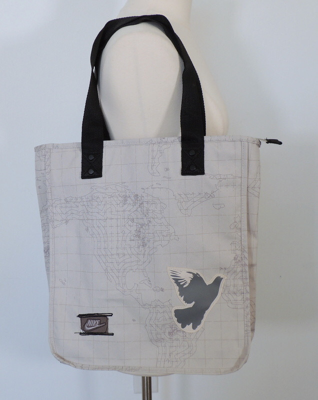 Nike Shoppers Tote Gray Map Print Zipper Closure | eBay