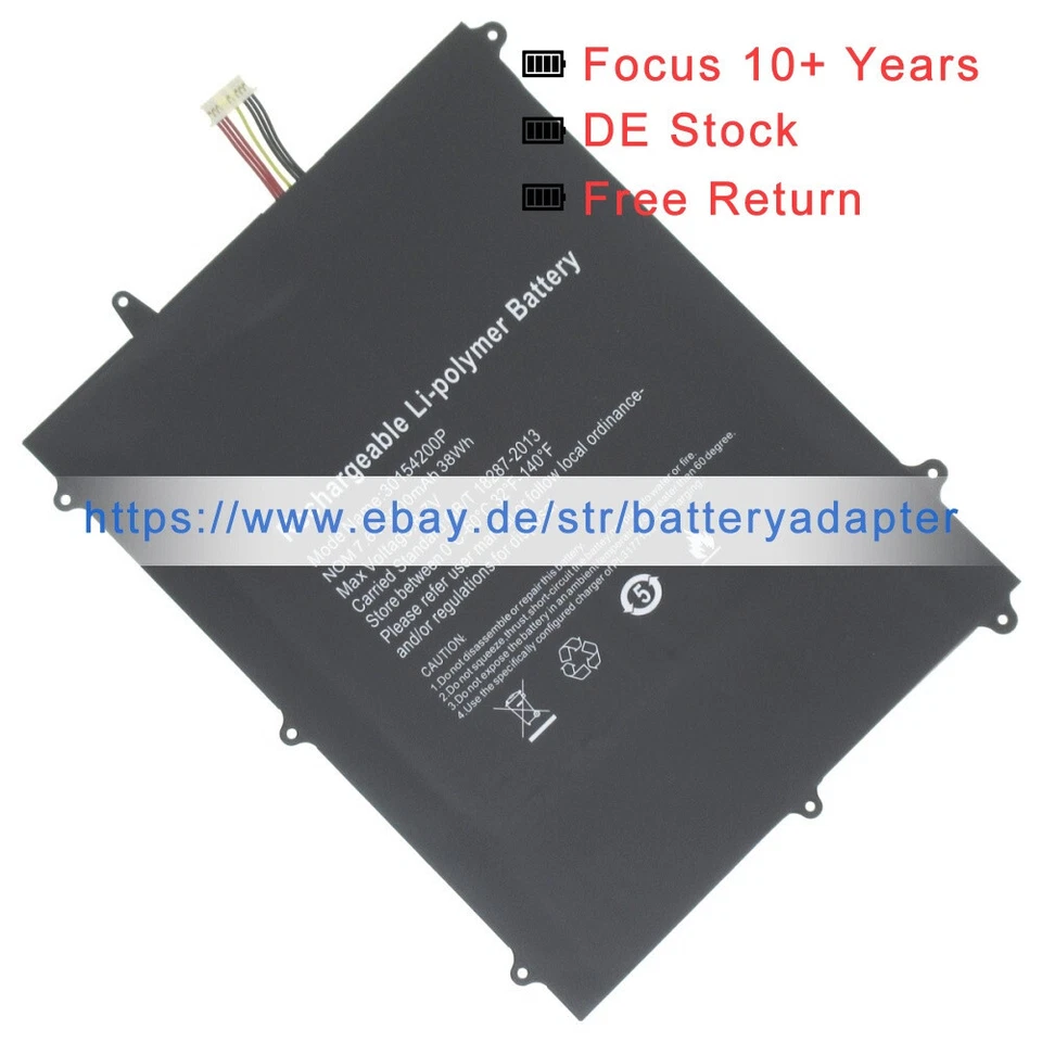 7,6 В новый аккумулятор PL3097140*2S 30154200P для Trekstor primebook C13 C13B - Изображение 2 из 4