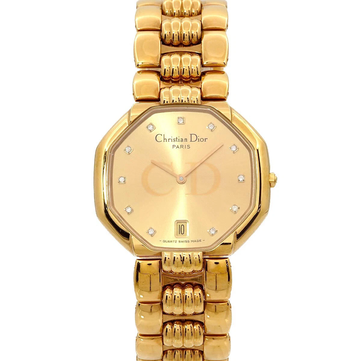 Montre homme Christian Dior Depose 45,154 quartz date cadran doré 90275629