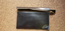 Victoria Beckham Large Zip Pouch Black Calfskin Leather Clutch