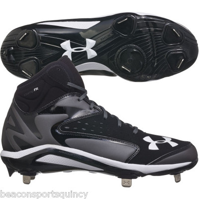 Under Armour UA Mens Yard Mid ST Metal Baseball Cleats BLACK Under Armour UA Mens Yard Mid ST Metal Baseball Cleats BLACK
