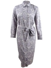 Lauren Ralph Lauren Women's Belted Shirt Dress (16, Cream Multi)