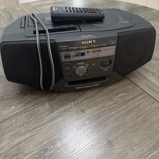 Sony CFD-V15 Boombox AM/FM Radio Cassette Tape CD Player Mega Bass Tested Remote