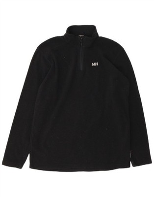 HELLY HANSEN Mens Zip Neck Fleece Jumper Medium Black Polyester KX08