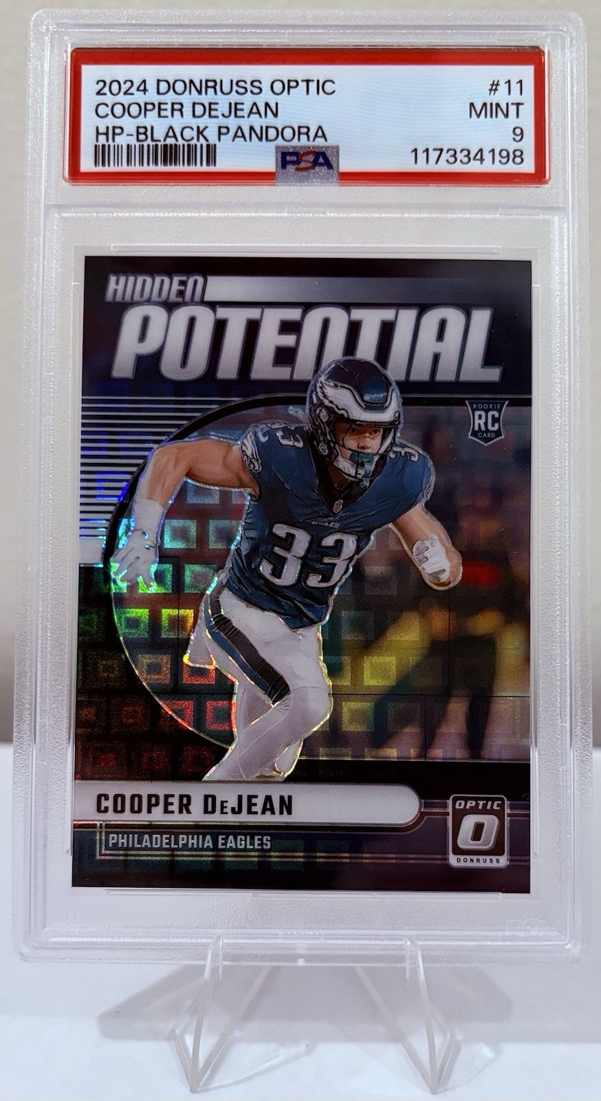 2024 Donruss Optic #11 Cooper Dejean RC Hidden Potential Black Pandora /25 PSA 9