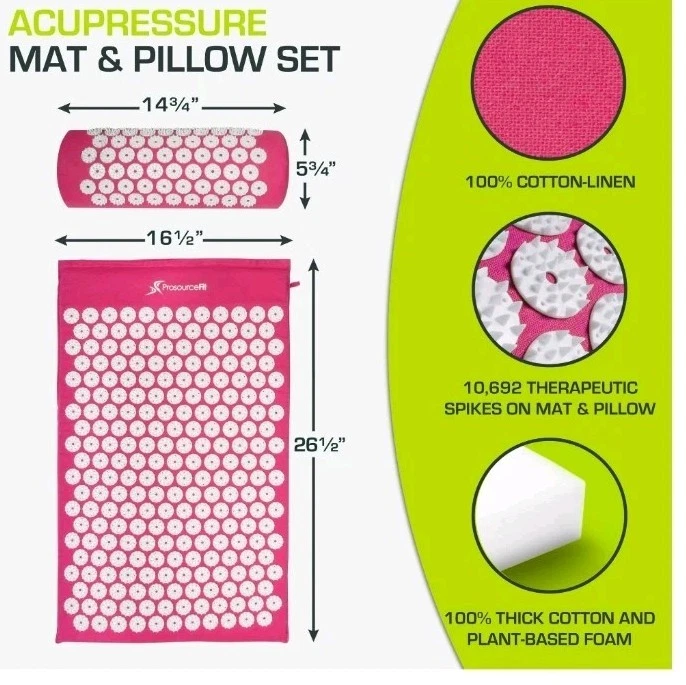 Juego de alfombrilla y almohada de acupresión ProsourceFit para aliviar el dolor de espalda/cuello y músculo Foto 2 de 4