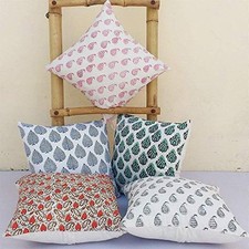 Traditional Jaipur Set of 5 Hand Block Print Fabric 18" x 18" Pack of 5 