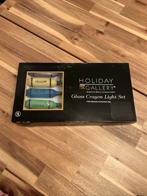 Vtg Midwest Cannon Holiday Gallery - 10 Glass Crayon Light Set - Indoor/Outdoor