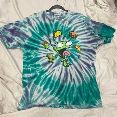 XL Invader Zim New Adult T-Shirt - Gir Centered Around Food Tie Dye Nickelodeon