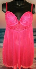 H M LINGERIE SIZE 8 MEDIUM RED SEMI-SHEER LACE PADDED UNDERWIRE NIGHTGOWN