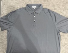 Peter Millar Gray White Striped Men's Golf Polo Shirt XL Short Sleeve