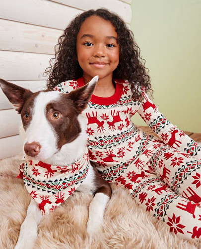 Hanna Andersson Holiday Dear Deer Red White 2-Piece Organic Cotton PJ Set Sz 3