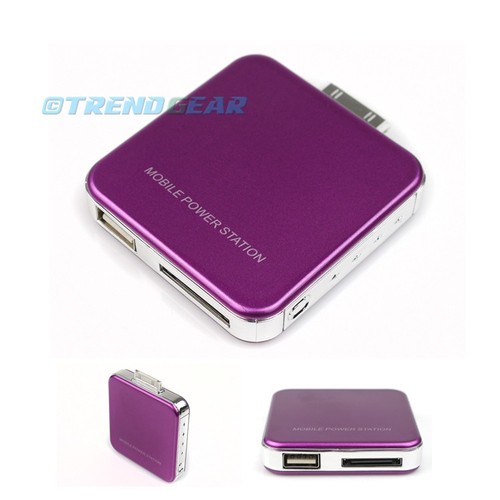 2200MAH EXTERNAL PURPLE BATTERY POWER CHARGER USB IPHONE 4S 4 3GS IPOD CLASSIC