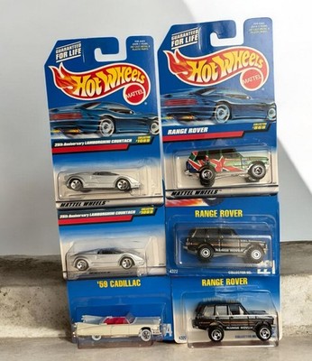 Hot Wheels Range Rover, 59 Cadillac, Lamborghini Diecast Car (lot Of 6) C