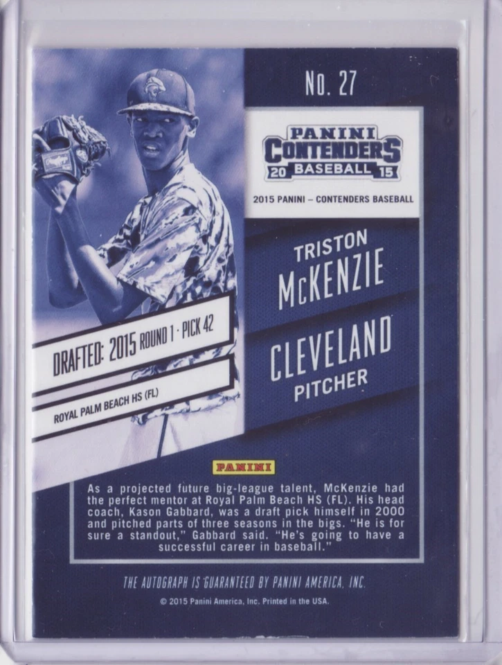 2015 Contenders Triston McKenzie 1/1 Auto Championship Draft Ticket Autograph  - Image 2 of 2