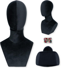 Elegant Black Mannequin Head  Shoulders for Wigs, Hats, Jewelry Display