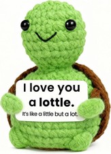 I Love You Turtle Gift for Girlfriend Boyfriend, Small Crochet Turtle