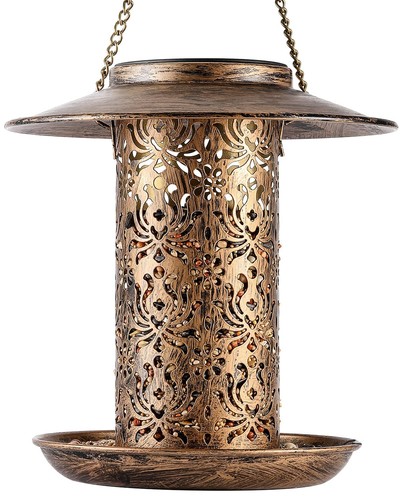 Solar Bird Feeder for Outdoors Hanging Metal Wild Bird Feeder for Cardinals - Picture 19 of 24