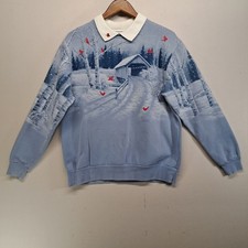 Vintage Morning Sun Cardinal Winter Scene Sweatshirt Womens Medium Made USA