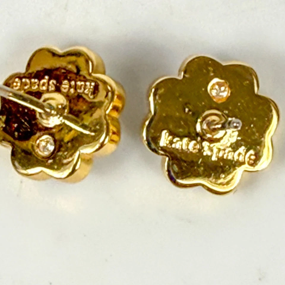 Kate Spade New York Gold Tone Spade & Studs Enamel Pierced Earrings Black - Image 3 of 3