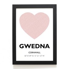 A4 PRINT - Gwedna, Cornwall - Word Heart Design - SW6032
