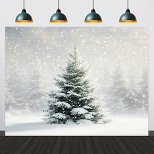 1pc Winter Wonderland Christmas Photography Backdrop - 100 Polyester Snowy Tr