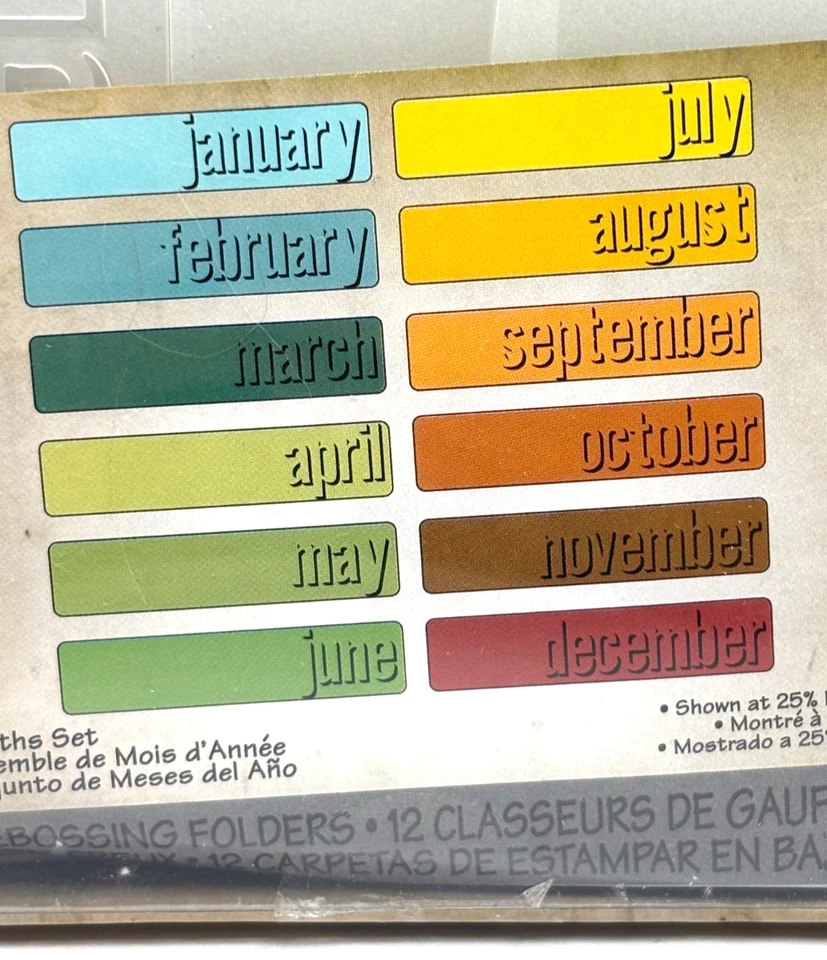 SIZZIX Shadow Press Debossing Folders - Months of the Year - Pre Owned -Complete - Image 3 of 4