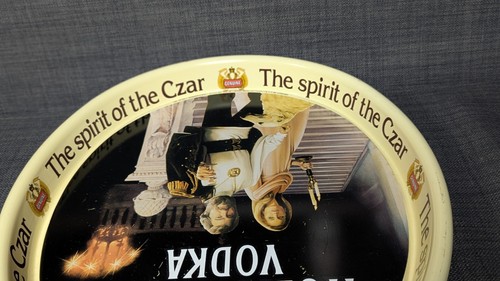 VTG 1980s Oval WOLFSCHMIDT VODKA Metal Drink Serving Tray Spirit of the Czar - Picture 5 of 11