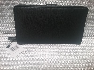 Mundi Big Fat Wallet Black Leather 7'' X 4'' Safe Keeper New With Tags