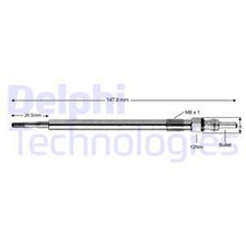 Glühkerze DELPHI HDS428 für MITSUBISHI 454 SMART FORFOUR COLT 11,5V M8 x 1.0 6