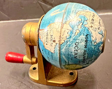 Vintage 1950s Tin / Metal WORLD GLOBE Pencil Sharpener, Made in West Germany