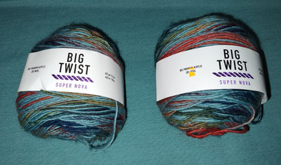 Lot of 2 Cakes Big Twist Super Nova Wool Blend Yarn Blue Planet