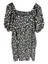 OLD NAVY Mini Dress Size P Medium Smocked Navy Floral Boho Cottage Peasant