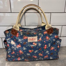 Cath Kidston Blue Floral Bird Oilcloth Tote Bag Shoulder Bag Zip Top