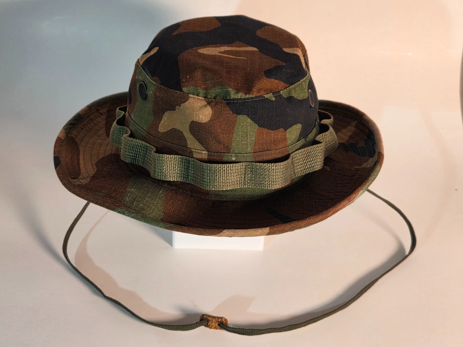 Vintage US Military Woodland Camo Boonie Hat Type III Size 7 Sun Hat USA Made