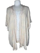 Umgee Kimono Open Front Cardigan Raw Edge sx XL Short Ruffle Sleeves Romantic