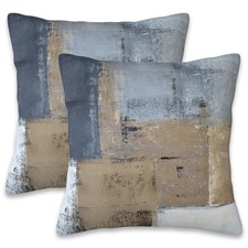 Throw Pillow Covers Grey and Brown Abstract Art Pillow Covers 16x16 Inch Set ...