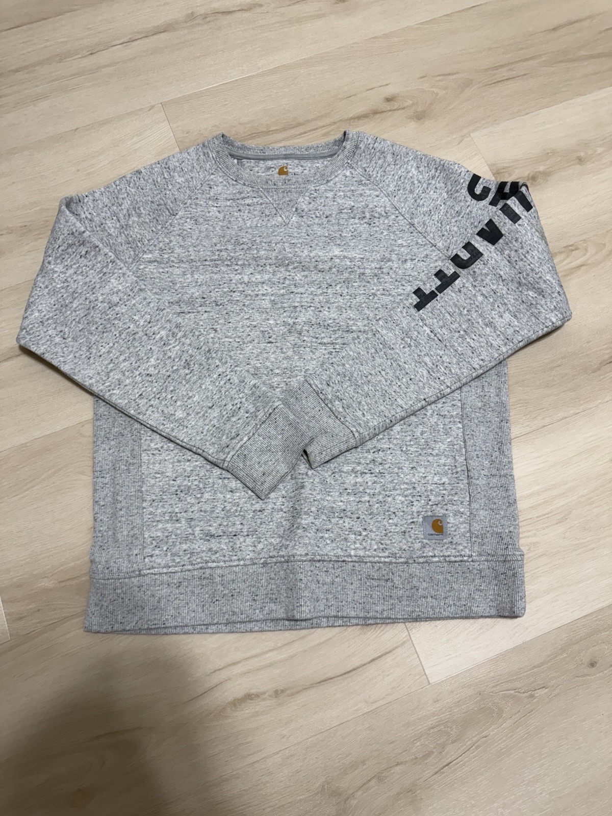 Carhartt Sweatshirt Women’s Large Gray Pullover Relaxed Fit Logo Sleeve Crewneck