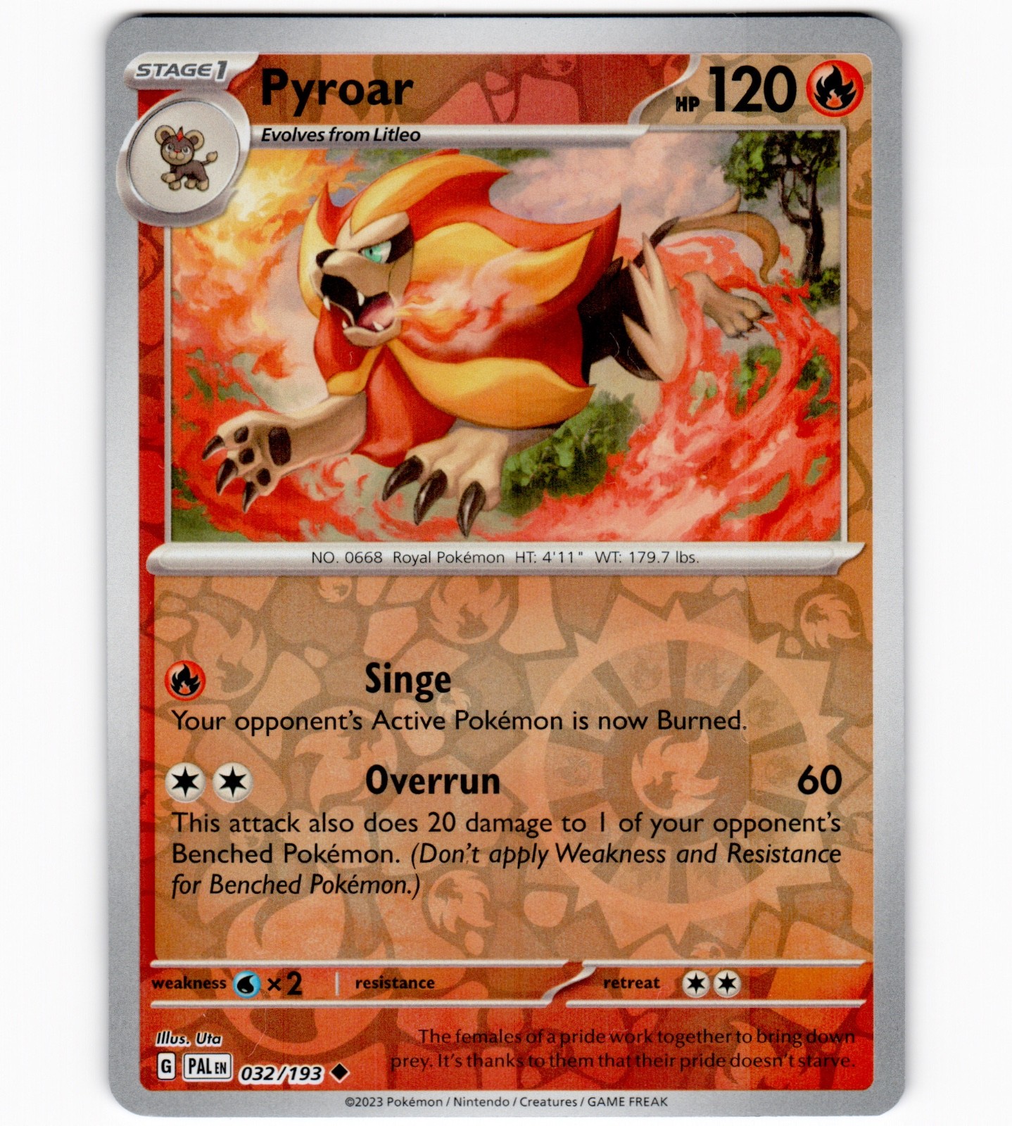 Pyroar 032/193 SV02: Paldea Evolved Reverse Holo Uncommon Pokemon
