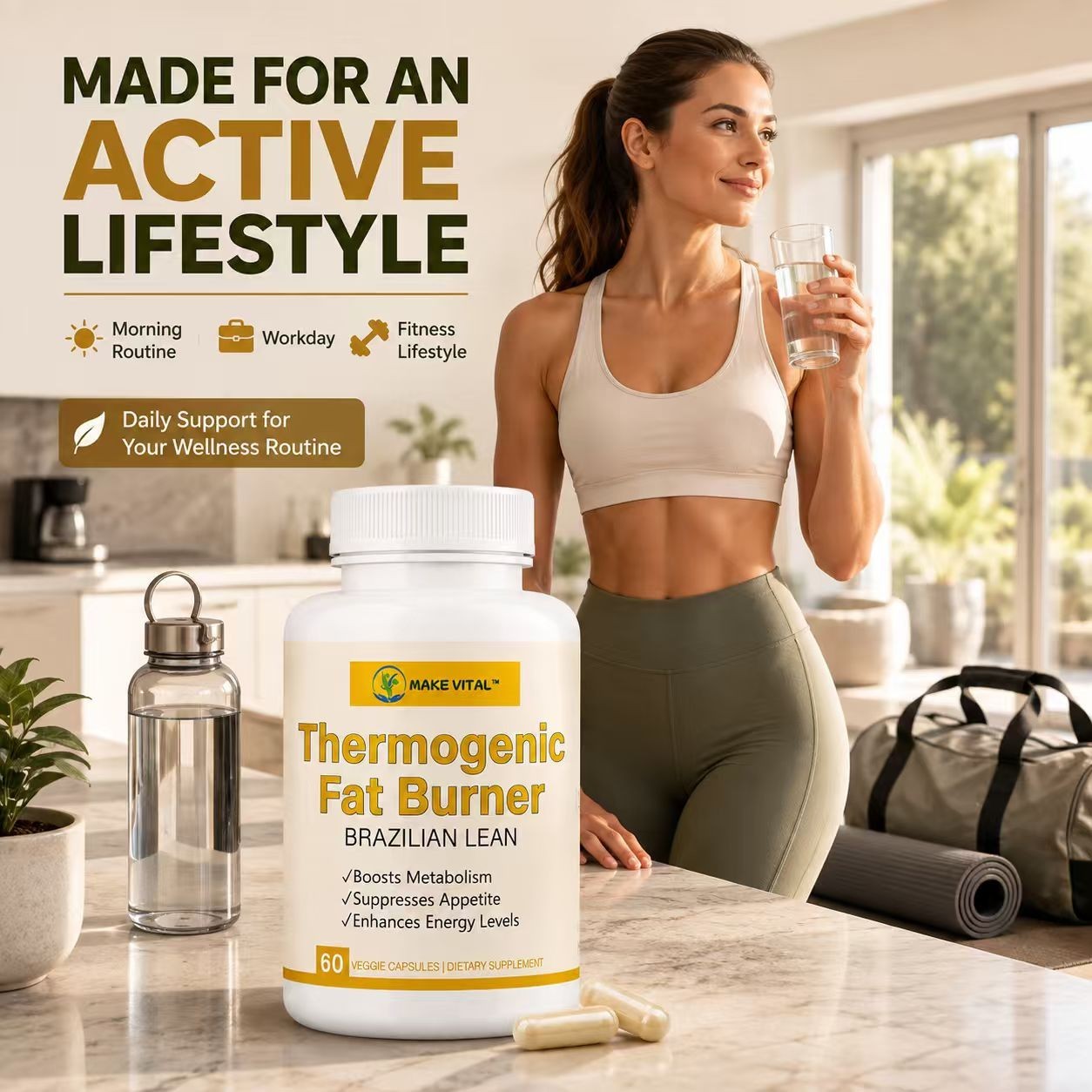 Make Vital™ Thermogenic Fat Burner Weight Control Appetite Suppressant, 60 caps