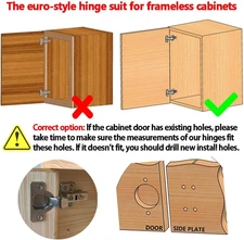 2pcs Inset Cabinet Hinge Frameless Concealed Door Hinges European Soft Closin...