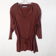 Steel Plus Women's Dress Size 1XL Brown Short 3/4 Sleeve V-Neck