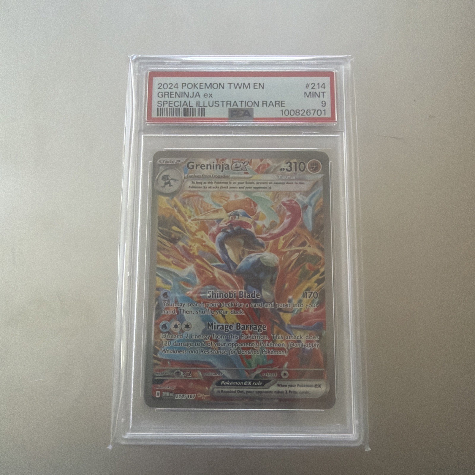 Pokemon TCG Twilight Masquerade Greninja EX SIR 214/167 Psa 9