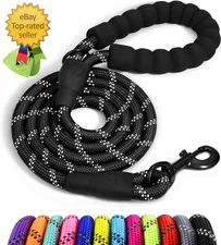 Rope Dog Leash 6 FT with Comfortable Padded Handle Highly Reflective Threads 