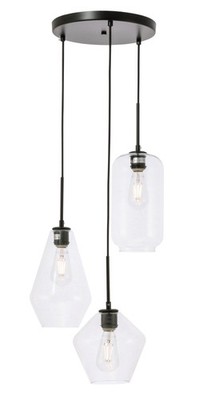 Elegant Lighting LD2268 Gene 3 Light 17''W Multi Light Pendant - Black
