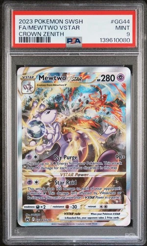 2023 POKEMON SWORD & SHIELD CROWN ZENITH #GG44 FULL ART/MEWTWO VSTAR PSA 9
