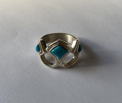 VINTAGE Jay King DTR Native Sterling Silver Turquoise crown Ring *SIZE 6* JR50
